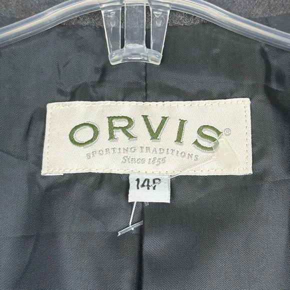 Vintage ORVIS Jacket Women Petites 14P Gray‎ Blazer Made in USA Lined One Button - Picture 5 of 11